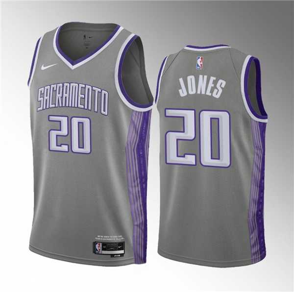 Men's Sacramento Kings #20 Colby Jones Gray 2023 Draft City Edition Stitched Jersey Dzhi